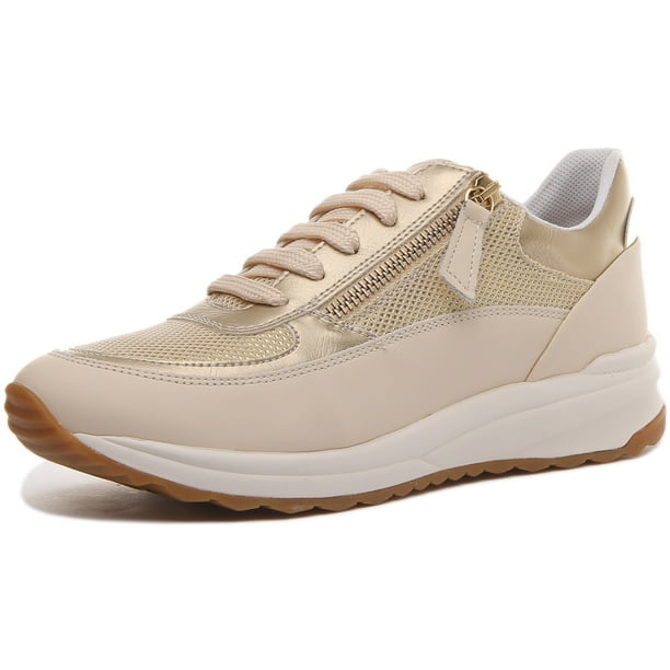 cine operador Entender mal Geox D Airell Women's Lace Up Suede Shiny Sneakers With Side Zip In Cream  Size 9 - Walmart.com
