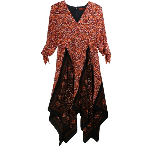 Altuzarra Women's Orange / Black Floral Silk Dress - 8