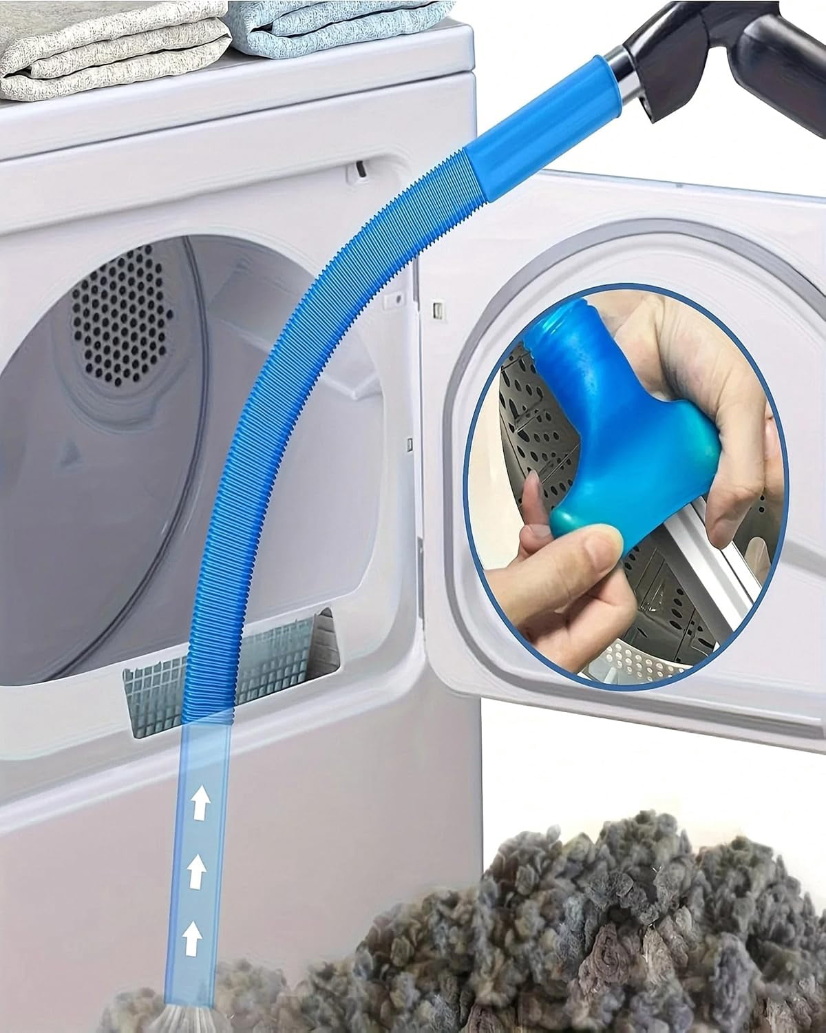 Dryer Lint Vacuum Attachment, Dryer Vent Cleaning Kit, Dryer Cleaning Hose, Vacuum Attachment for Dryer Vent with Most VacuumCleaner, Stretch Universal Connector (1Pcs)