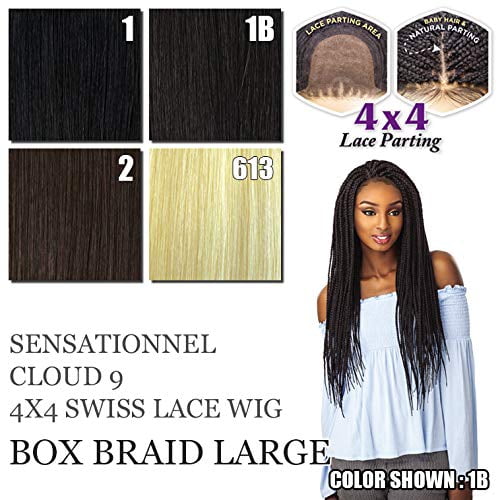 Sensationnel Cloud9 Swiss 4X4 Lace Parting Wig Large Size - BOX BRAID LARGE (2 [Darkest Brown])
