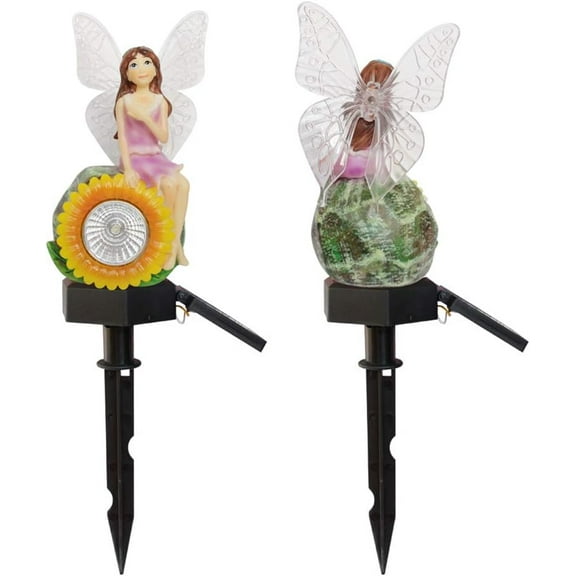 LINLIN Garden Solar Lights Outdoor, 2pcs Solar Stake Lights,Decorative Fairy Lights with a Multi-Color Changing LED Wings,Solar Spotlights LED Garden Lights,Yard Art,Garden Decoration