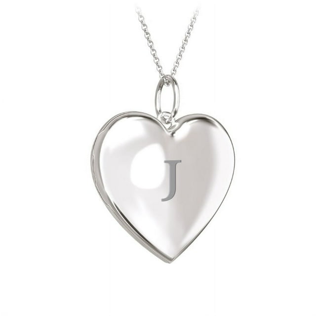 Initial Heart Locket Necklace in Sterling Silver