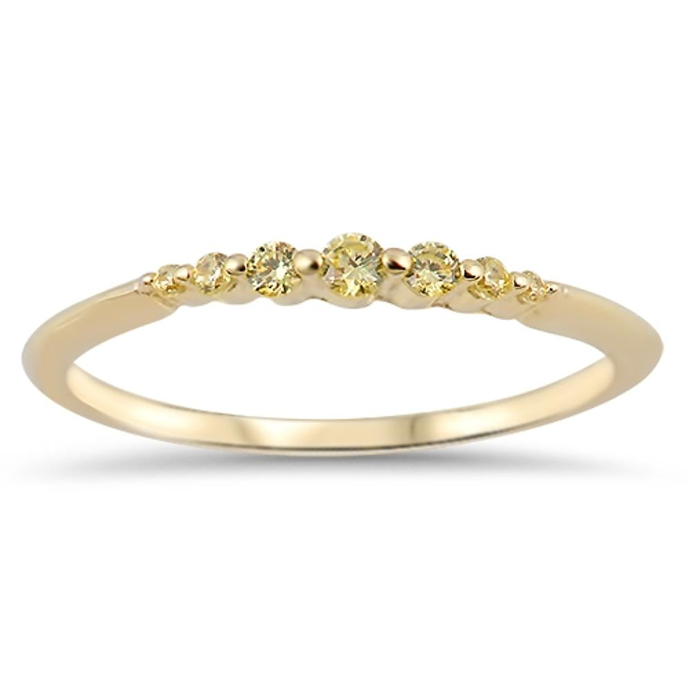 Yellow Cz Stackable Eternity Wedding Anniversary Band .925 Sterling Silver 3-12 