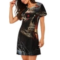 thumbnail image 2 of Disketp Cyberpunk Skull American Flag para Camisón Corto de Manga Corta para Mujeres, Camisón Cómodo con Escote Redondo, Bonito y Confortable, 2 of 6