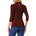 thumbnail image 3 of INSPIRE CHIC Women's Party Glitter 3/4 Sleeve Shiny Striped Metallic Blouse S Red, 3 of 6