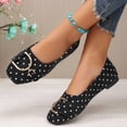 thumbnail image 6 of SuTry Women's Round Toe Flats Polka Dot Print Slip On Metal Buckle Decor Soft Sole Comfortable Casual Walking Shoes(43), 6 of 9