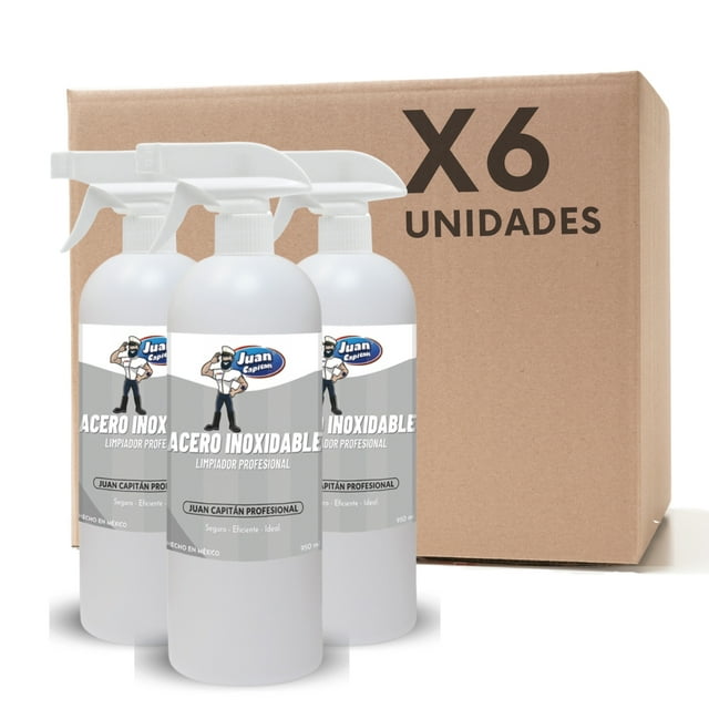 Juan Capitán Limpiador de Acero Inoxidable (Limpieza y Mantenimiento seguro) (6 U. de950 ml)