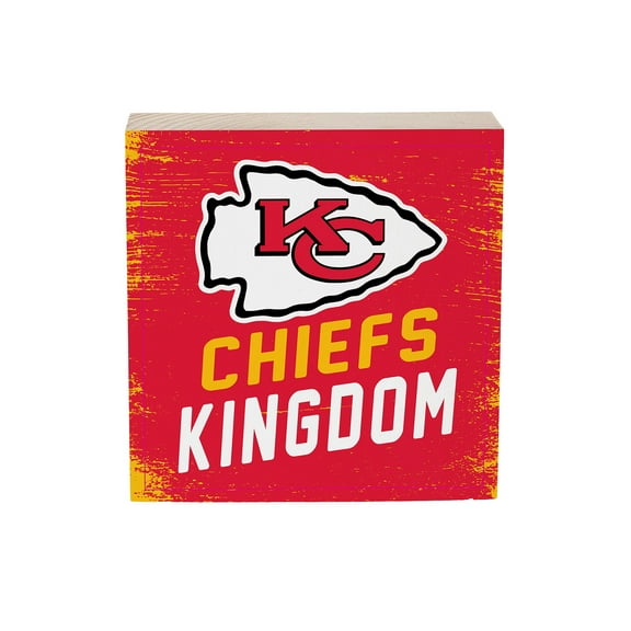 Kansas City Chiefs 6" Square Fan Chant Wood Block Shelf Sign