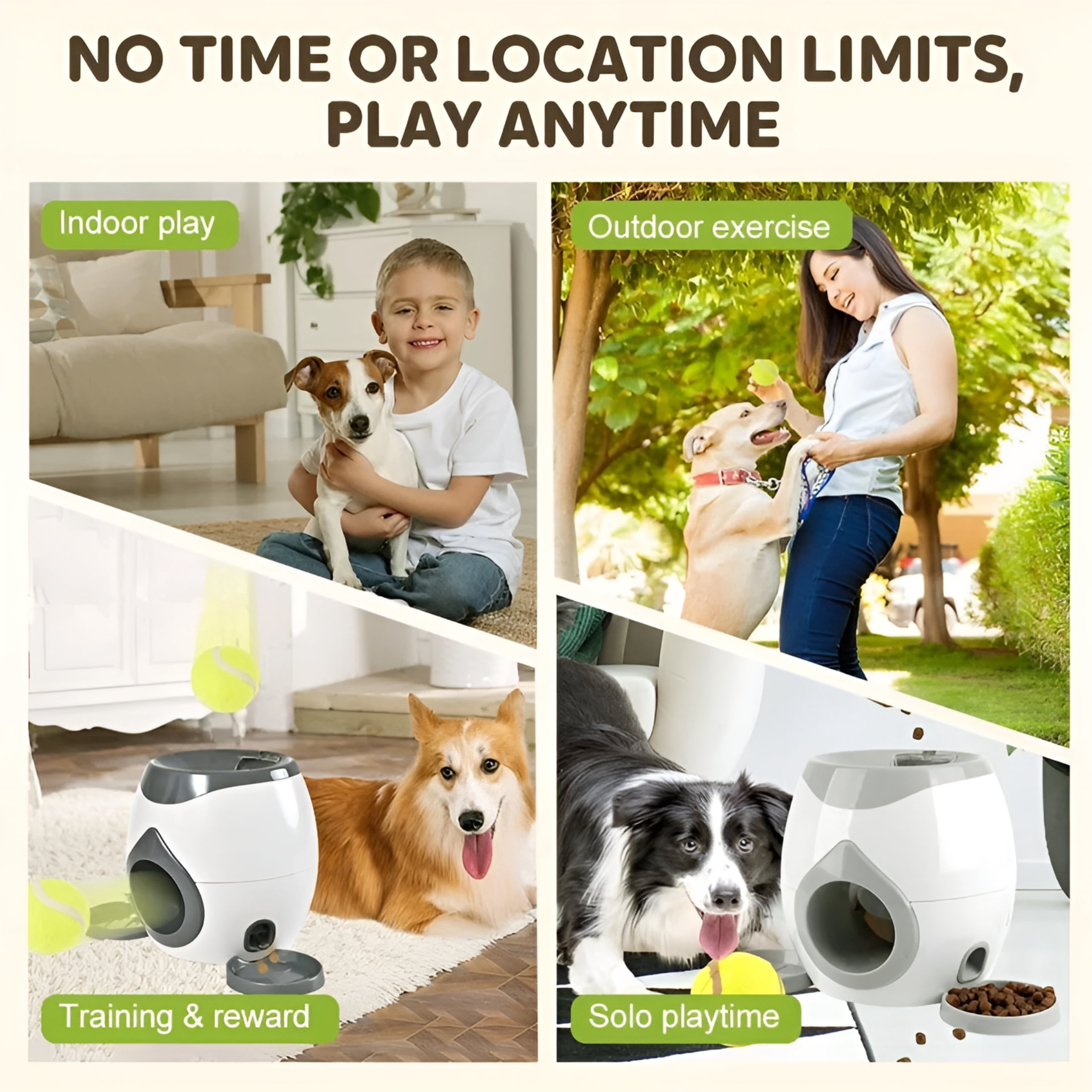 BESTSKY Dog Ball Thrower Launcher with Food Reward for Interactive Play & Training Ball Launcher for Dogs