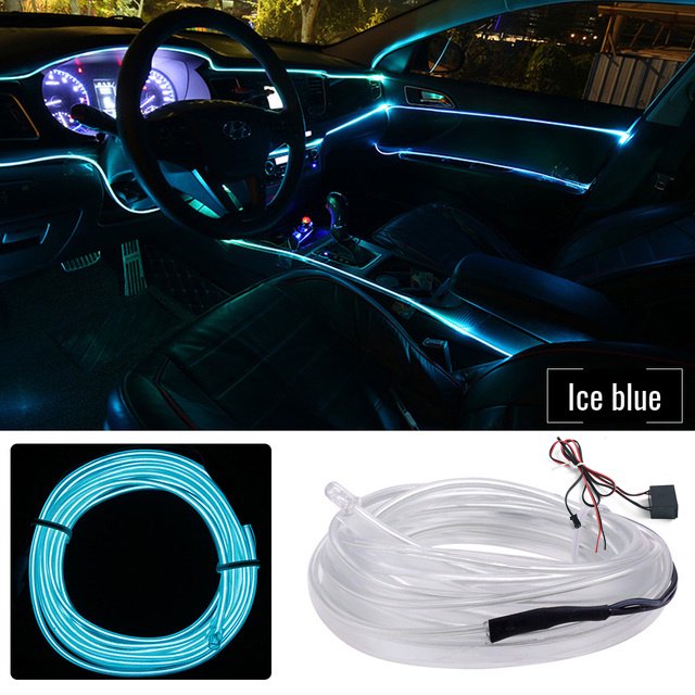 Accesorios De Decoración Para Coche Tira De Luz LED Atmósfera Puerta Del Salpicadero De Neón USB Lámpara De Alambre Interior Barra Ambiental 5/12V Universal