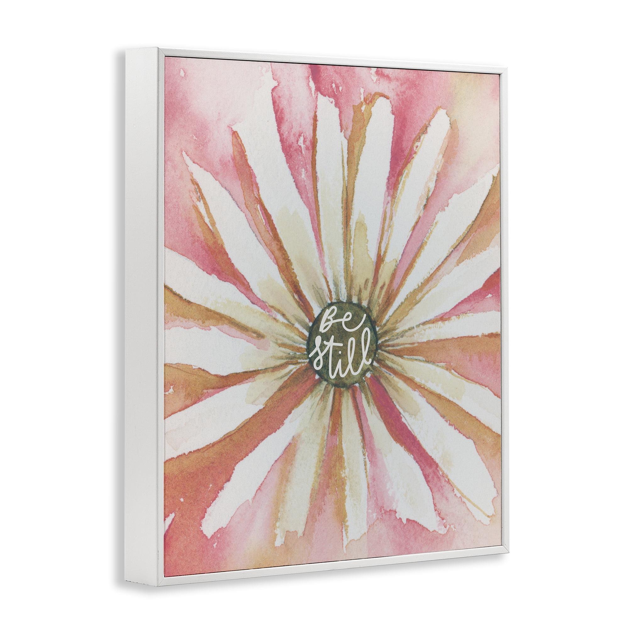 Stupell Industries Daisy Petals on Pink Botanical & Floral Painting White Framed Art Print Wall Art, 16 x 20