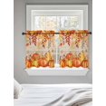 thumbnail image 5 of Autumn Pumpkin Tier Curtains 36 Inch Length,Sheer Curtains for Bedroom Living Room Window Thanksgiving Orange Red Vintage Wooden Voile Drapes Kitchen Curtains Small Half Window 27.5"x36" 2 Panels, 5 of 7