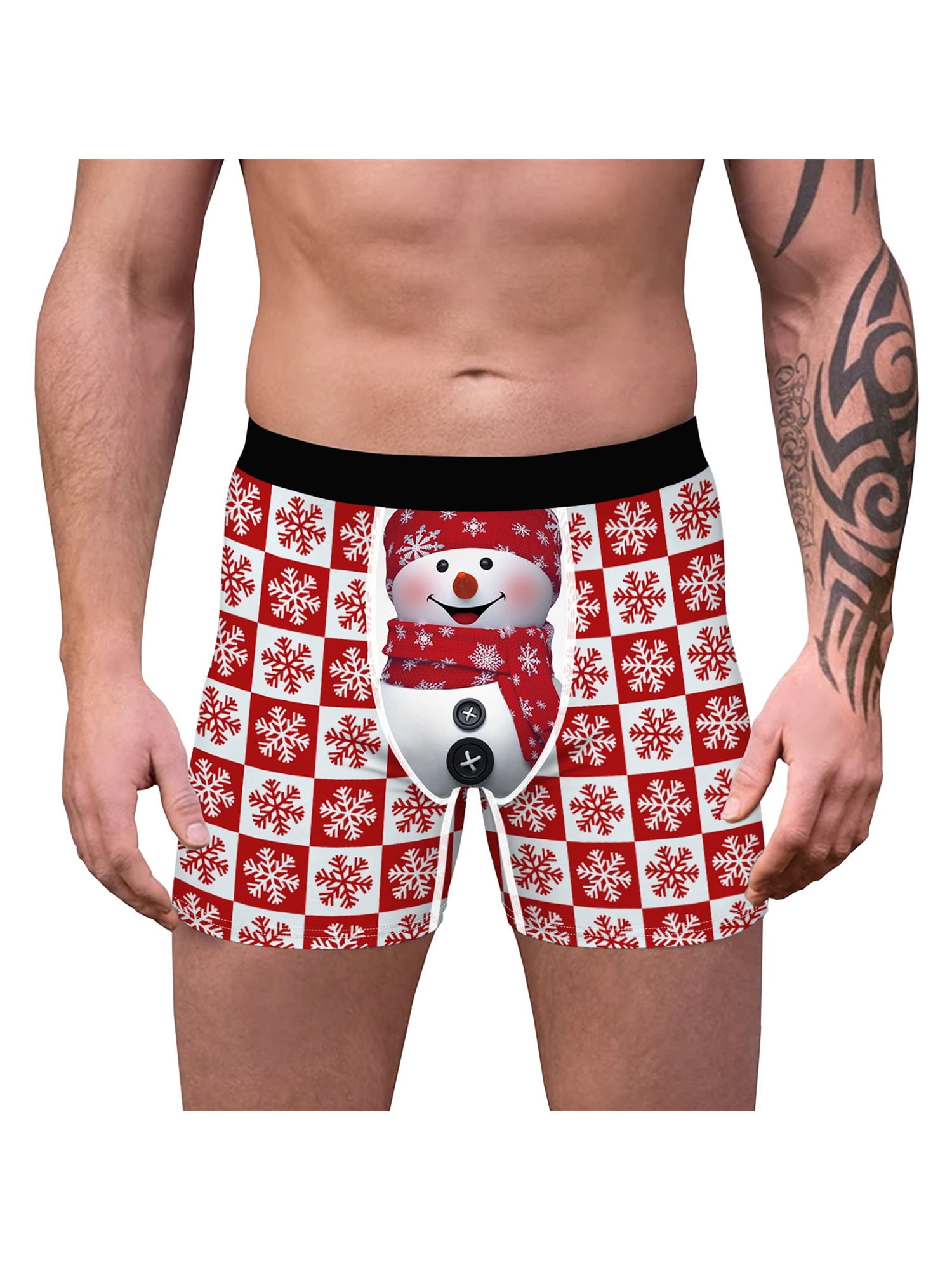 Mens Christmas Boxers Shorts Xmas Print Boxer Briefs Novelty Underwear Panties 