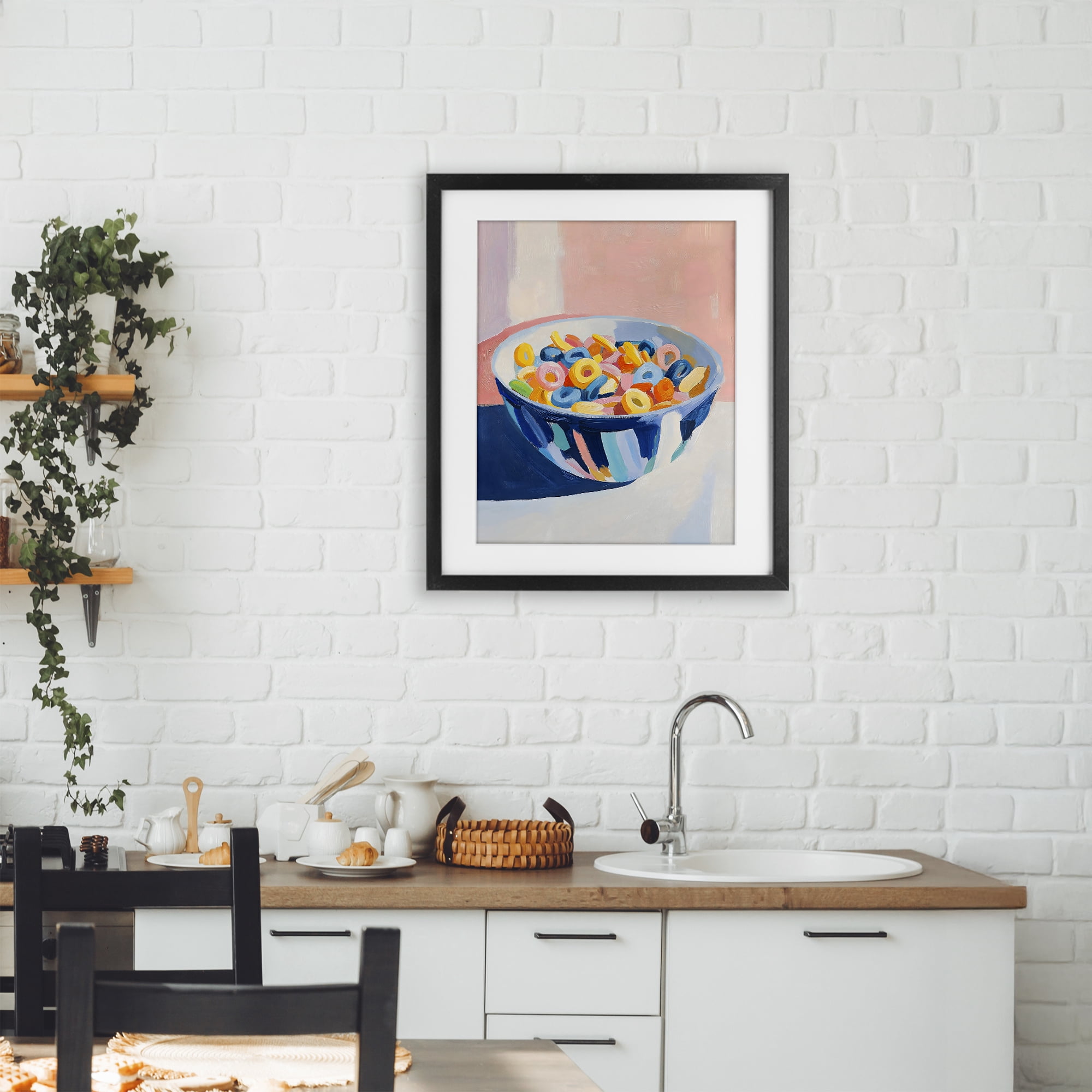 Stupell Industries Colorful Cereal Bowl Black Framed Print Under Glass, design by The Prints Vibe