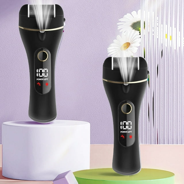 Zaqw Repose-Pieds, Conditionneur de Pieds Portable à Vitesse Réglable, Rechargeable par USB, Éliminateur de Callosités avec Affichage Numérique pour Pieds Lisses et Doux, Noir