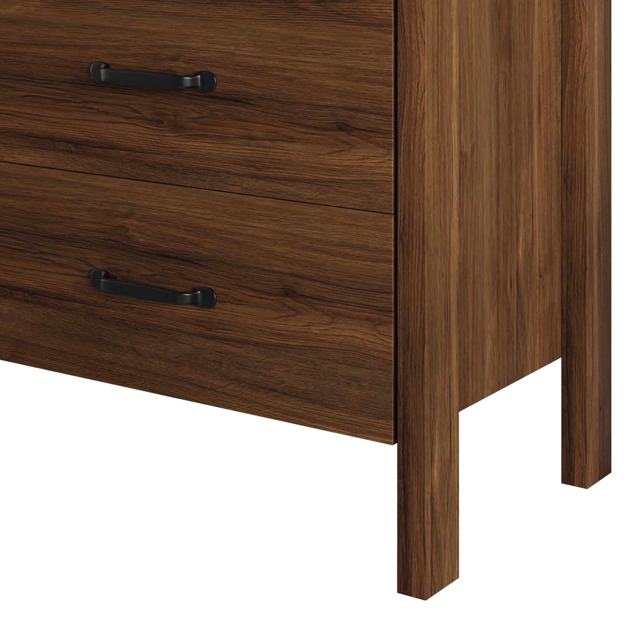Home Design Alamosa Nightstand with Two Drawers and Open Shelf, Space-Saving Design, Brown (Set of 2)