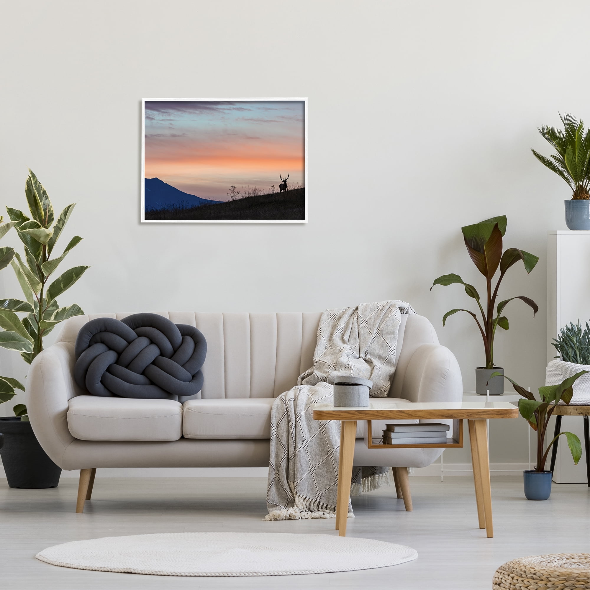 Stupell Industries Mountain Elk Sunset Silhouette Blush Orange Skyline, 24 x 30, Designed by Larry McFerrin