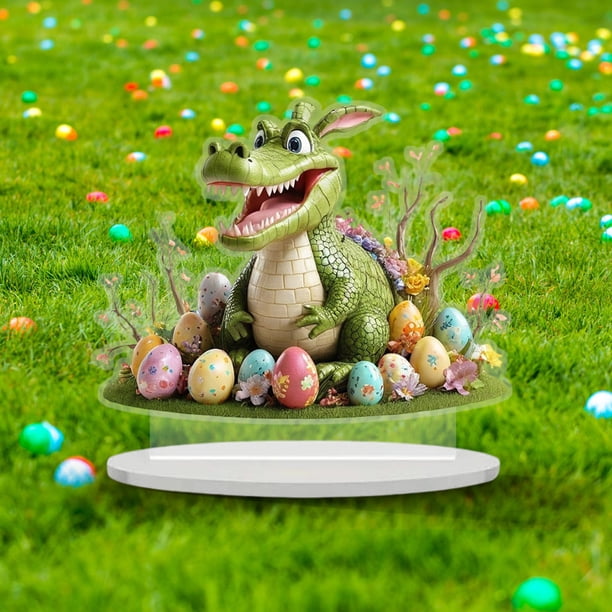 Fiudx Adorno de Huevo de Pascua, Decoración Acrílica Artesanal, Diseño Hueco, Ambiente Festivo, Centro de Mesa o Estante, Decoración de Pascua para El Hogar o La Oficina, Detalles Tallados Únicos
