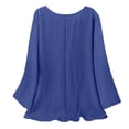 thumbnail image 5 of YFNNUP Womens Summer Cotton Linen Tops Casual 3/4 Length Sleeve Tunic Tops Loose Fit Work Blouse Casual Going Out Shirts, 5 of 7