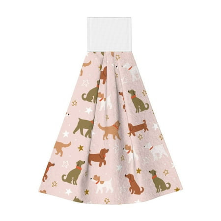 

Kdxio Star Cute Dog Hand Towel with Loop Hanging Towel Absorbent Tie Towels for Kitchen Tea Bar Bathroom Decor