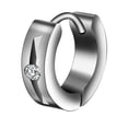 thumbnail image 1 of 1Pair/Set Unisex Couple Ear Titanium Steel Earrings Loop Hoops with Zircon Decoration, 1 of 7