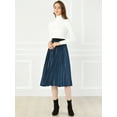 thumbnail image 4 of INSPIRE CHIC Jupe Midi Plissée en Velours Taille Haute Élastique pour Femmes, 4 of 6