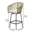 thumbnail image 5 of Dextrus Set of 4 Swivel Woven Patio Bar Stools, Outdoor Bar Chairs with Comfortable Back Cushions for Backyard Pool Area, Garden with 360-Degree Rotation (Light Yellow and Beige Color Scheme), 5 of 5