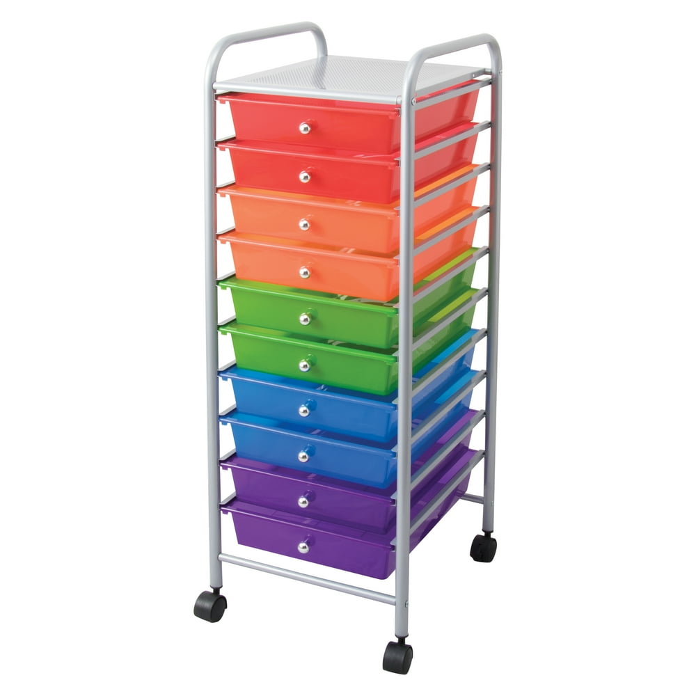 Storage Studios 10 Drawer Rolling MultiColor Organizer Cart, 1 Each