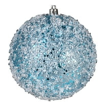 Vickerman 4" Baby Blue Glitter Hail Ball Ornament, 6 per Bag