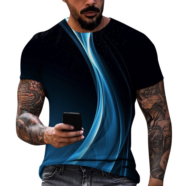 Men'S T-Shirt Short Sleeve Printed Summer Round Neck Top Trend Casual SweatshirtM