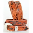 thumbnail image 2 of 53-54  Men's Women Genuine Hand Tooled Floral Cross Heavy Duty Leather Belt 26RT03, 2 of 4
