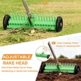 thumbnail image 5 of JouZYA Lawn Thatch Rake, 15 in Steel Dethatching Rake with Adjustable Angle and 38–68 in Handle(Olive), 5 of 7
