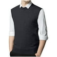 thumbnail image 1 of pstuiky Camiseta sin mangas para hombre, Suéter elástico de cuello redondo tejido en color liso para hombre Chaleco de hombre m, 1 of 5