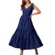 thumbnail image 1 of Vestido con tirantes y cuello en V, cintura delgada, dobladillo grande, tela de lunares redondos para verano, 1 of 5