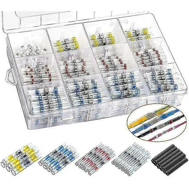 500Pcs Solder Joint Wire Connector - Shrink Solder Butt Connectors - Solder Connector Kits - Insulated Waterproof Wire Terminals