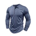 thumbnail image 3 of zbxnLI Men's Buttons T-Shirts Classic Long Sleeve Shirts Lightweight Casual Basic Tees Fall Winter Clothes, 3 of 8