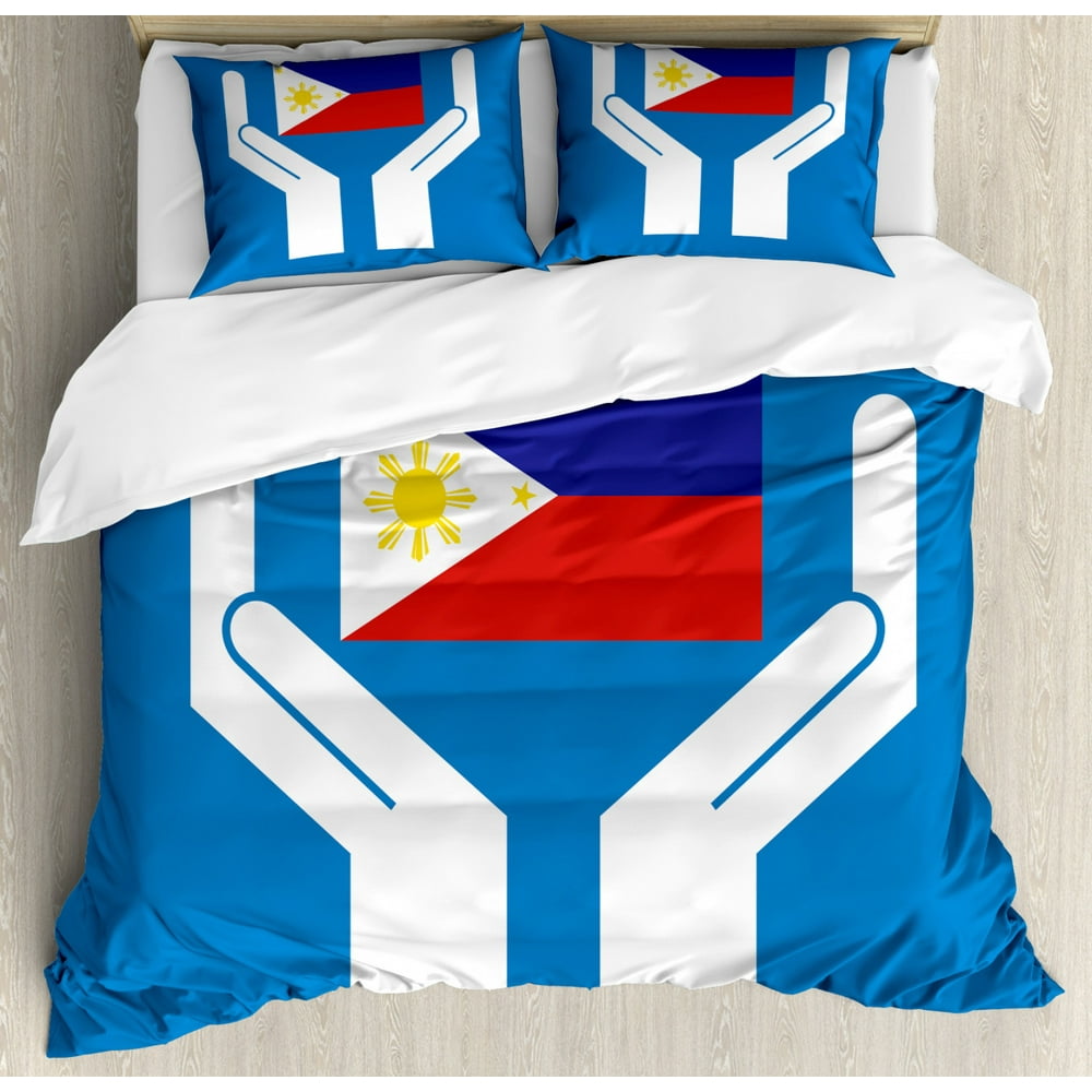 Filipino Duvet Cover Set King Size, Two Hands Holding Showing