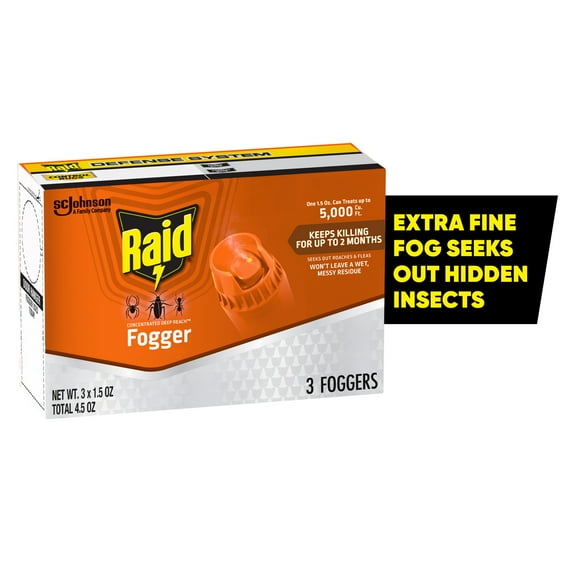 Raid Concentrated Deep Reach Pest Killer & Roach Fogger, 1.5 oz, 3 Count