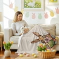 thumbnail image 4 of Throw Blanket Fleece Throw Blanket 50x60in, Happy Easter Watercolor Cute Rabbit Soft Lightweight Bed Blankets Colorful Eggs on Linen Fuzzy Couch Blankets for All Season, 4 of 9