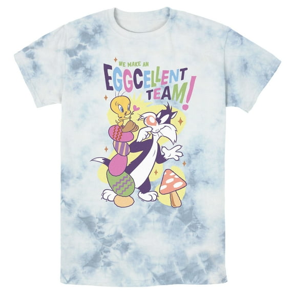 Men's Looney Tunes Easter Tweety and Sylvester We Make an Eggcellent Team Graphic Tee White/Blue X Large