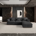 thumbnail image 3 of 120" Cloud Couch Sectional for Living Room, Down Filled Convertible L Shape Couch with Ottoman,Black, 3 of 15