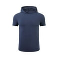 thumbnail image 1 of Blusa deportiva de manga corta con capucha para hombre Sudadera deportiva de manga corta ajustada con capucha que absorbe la humedad Blusa para hombre, 1 of 2