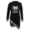 thumbnail image 4 of Robes de Noël pour Femmes Imprimées Col Rond Manches Longues Robes d'Automne Ourlet Asymétrique Robe Mini Décontractée de Vacances, 4 of 5