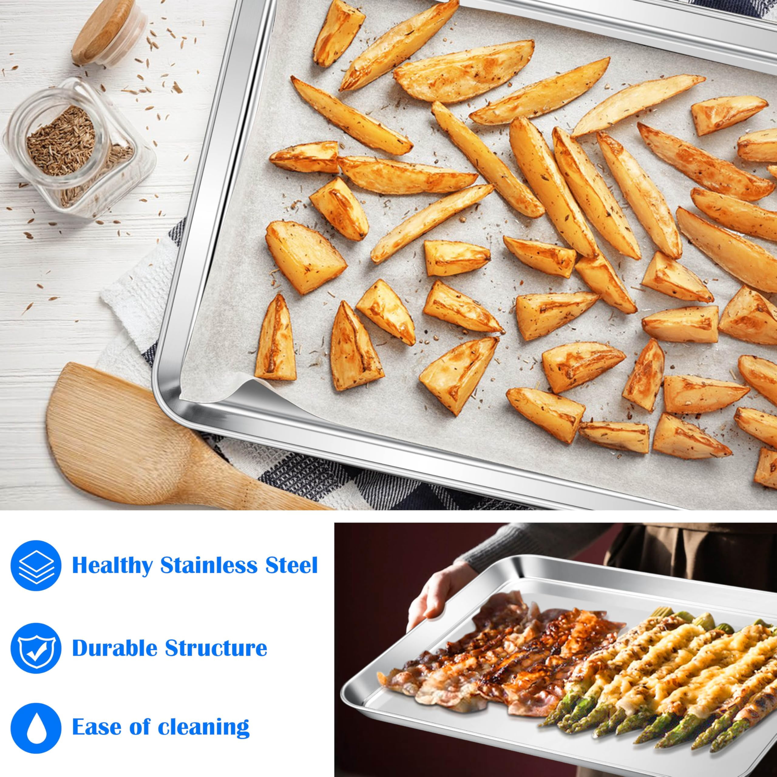Large Baking Sheet Stainless Steel Cookie Pan for Oven 1 Pack