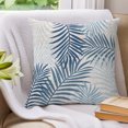 thumbnail image 3 of Pillow Covers 18x18 Set of 2, Blue Grey Palm Leaves Throw Pillow Covers Decorative Couch Cushion Cover, Summer Botanical Tropical Leaf Microfiber Soft Square Pillowcases for Bedroom Living Room Sofa, 3 of 9