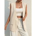 thumbnail image 4 of -Chaleco informal de gran tamaño para mujer, chaqueta sin mangas con cuello en V, elegante, moda coreana, Estética de verano, 4 of 5