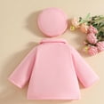 thumbnail image 4 of SYMOID Kids Girl Pink Wool Polyester Blend Coat & Beret Hat Set - Warm Breathable Winter Outerwear with Peter Pan Collar, 6 Months-3 Years,Size 2-3T, 4 of 8