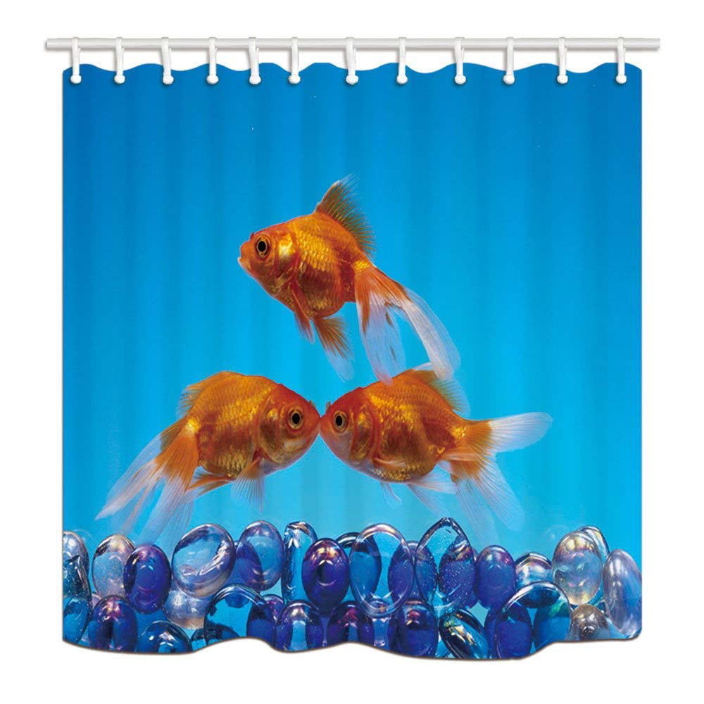 Cute Goldfish Waterproof Bathroom Polyester Shower Curtain Liner Water Resistant 