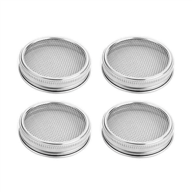 4-Pack Stainless Steel Sprouting Jar Lids - Fit Wide Mouth Mason Jars For Growing Sprouts