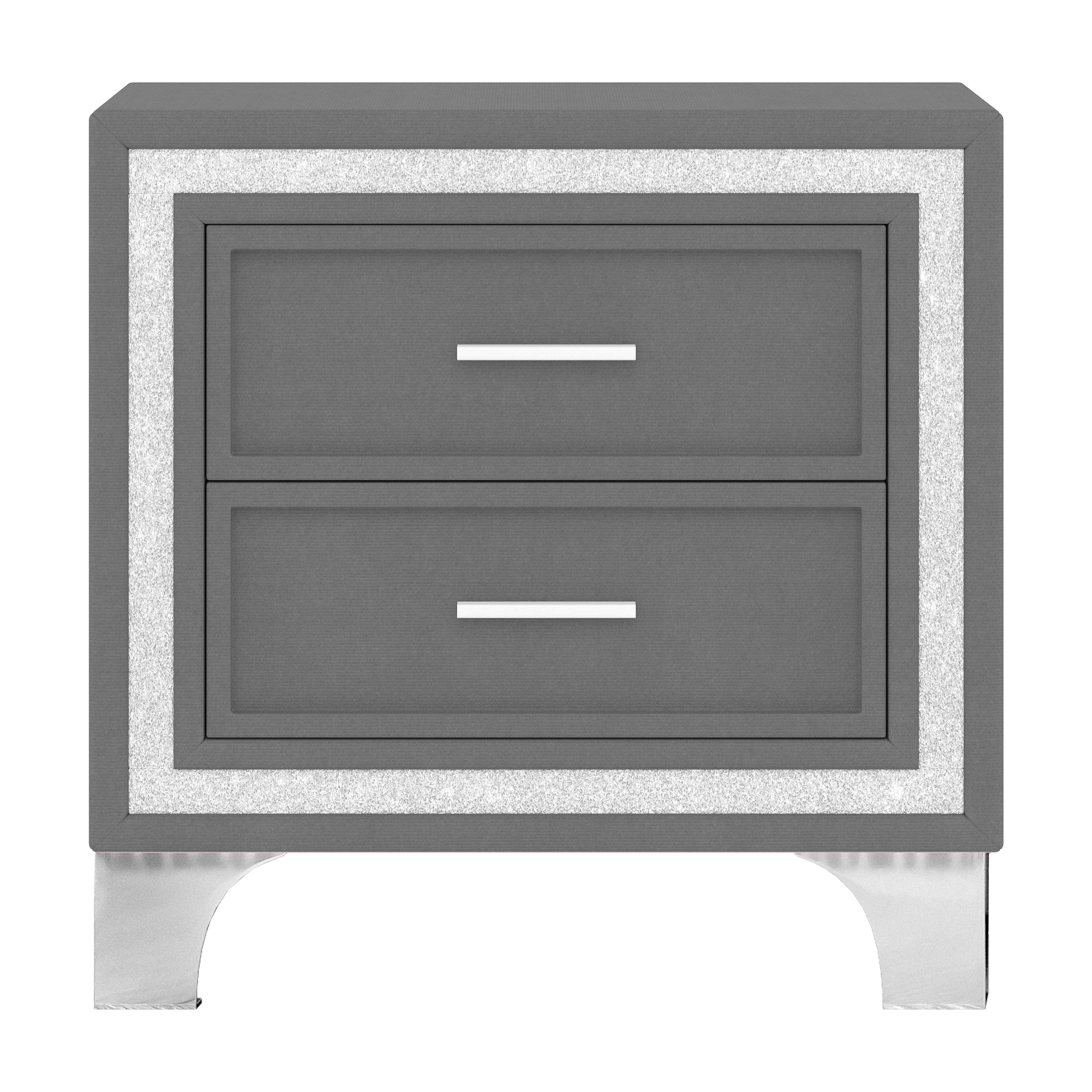 Aukfa 2-Drawer Nightstand, Modern Bedside Table for Bedroom/Living Room,Gray